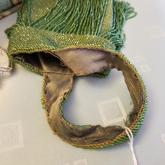 Vintage 1920's Green Flapper Beaded Purse - Picture 3 of 4